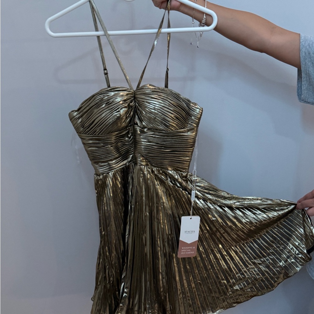 Gold Pleated Dress